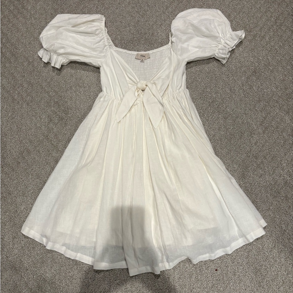 Elegant White Puff Sleeve Mini Dress